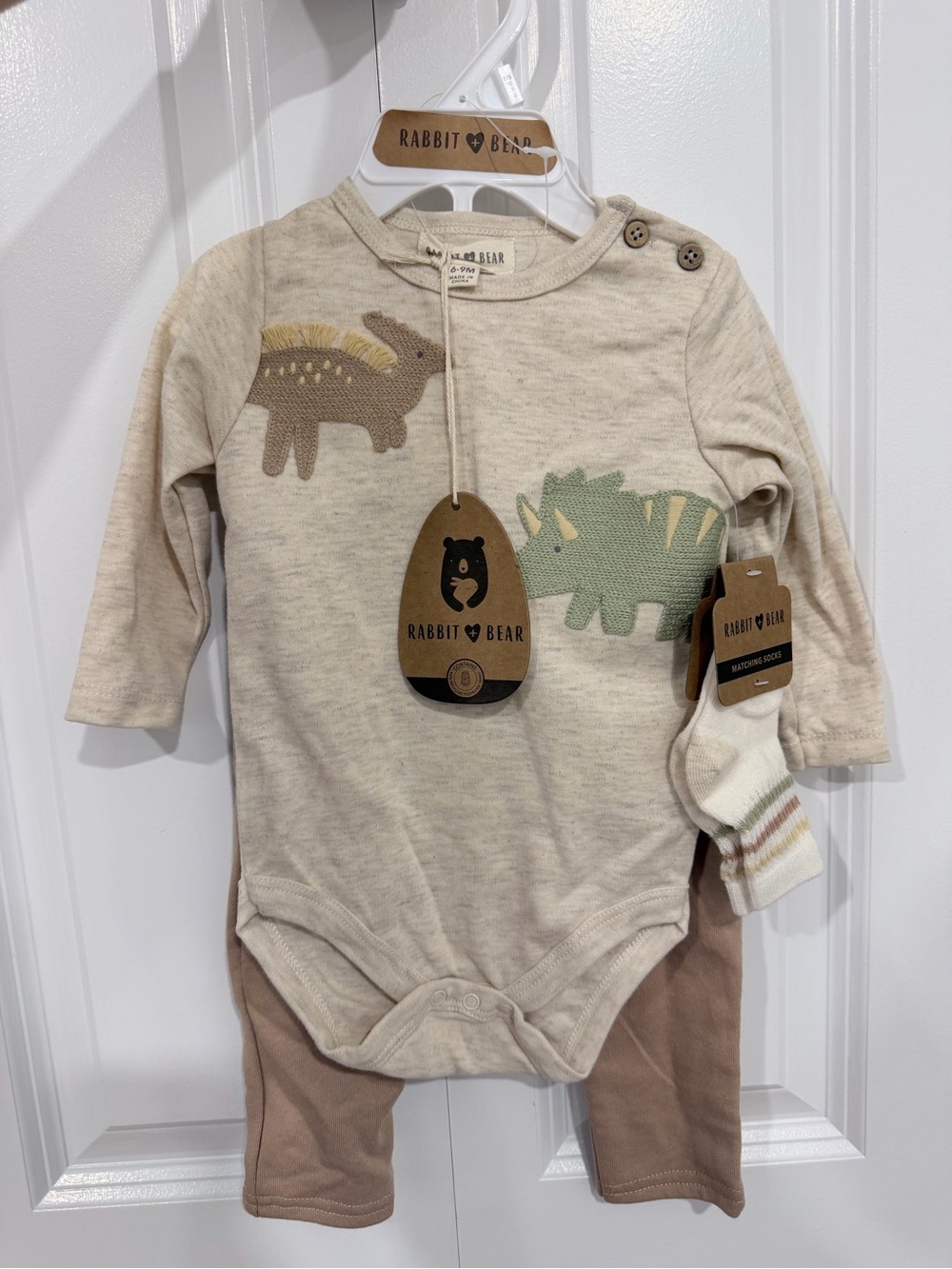 Rabbit & Bear Cream Dinosaur Matching Set for Kids
